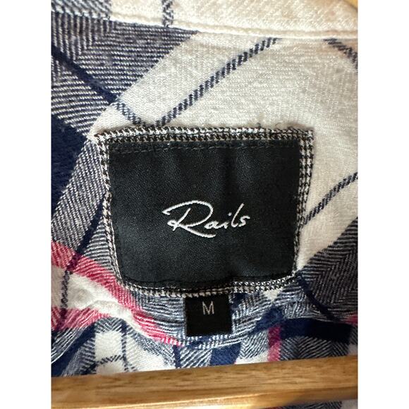 Rails Hunter Plaid Flannel Button Up Shirt Size M Red Navy Patriot/Cranberry - Picture 7 of 9